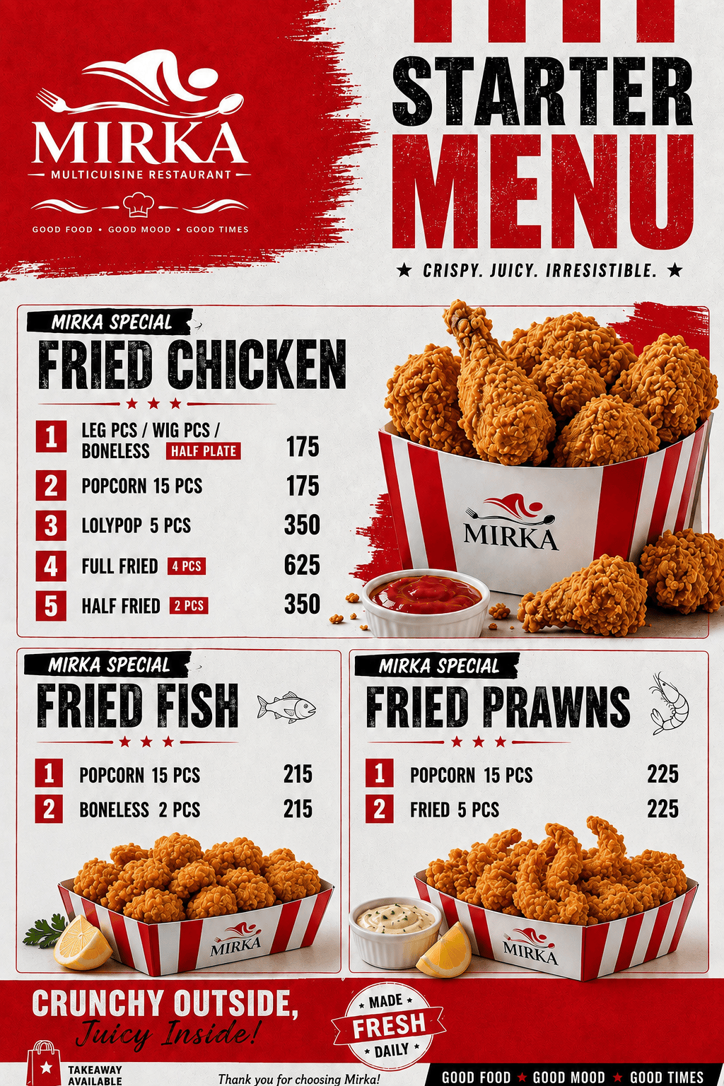 fried chicken in Bhubaneswar, best fried chicken in Bhubaneswar, fried food in Bhubaneswar, fried fish in Bhubaneswar, fried prawns in Bhubaneswar, multicuisine restaurant in Bhubaneswar, best restaurant in Bhubaneswar, restaurant in Bapuji Nagar, restaurants near Bhubaneswar Railway Station, restaurant near Bhubaneswar Airport, takeaway food in Bhubaneswar, Hotel Mirka Plaza Bhubaneswar, Mirka Multicuisine Restaurant